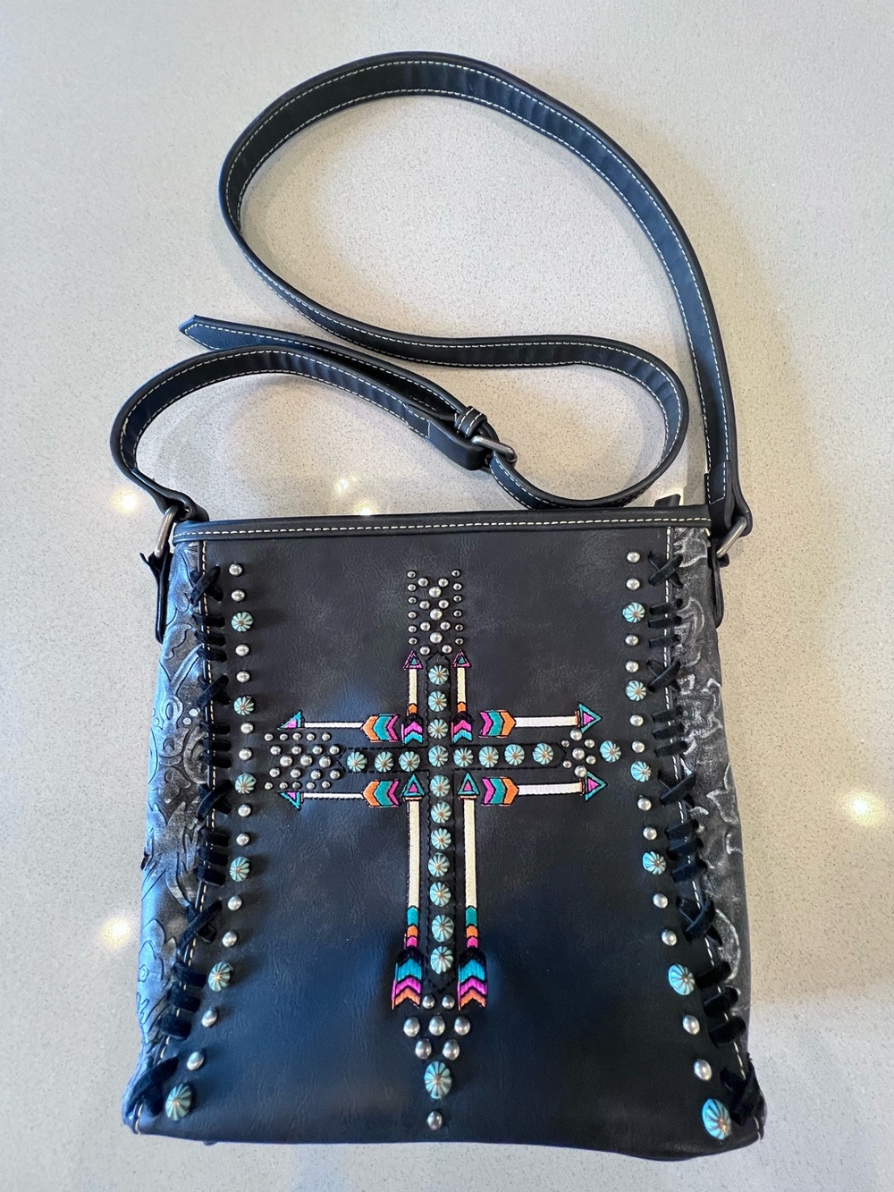Montana West Cross & Embellishments Crossbody Bag Horse Lining